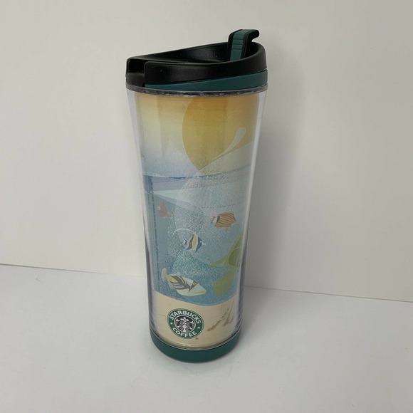 Starbucks Cold Cup 2011 Hawaii Aloha Beach Ocean 12oz Travel Tumbler Cup Turtle - Picture 1 of 10
